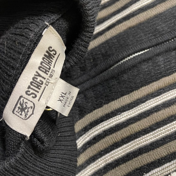 Vintage Stacey Adams Black Striped 1/4 Zip Sweater Cotton Blend - Picture 8 of 9